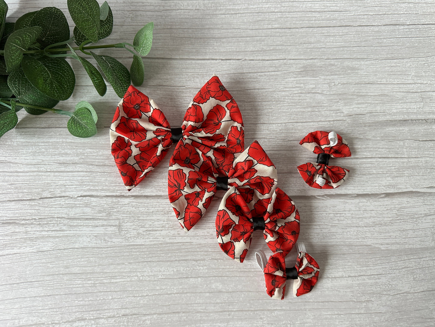 Cotton Pet Bow with collar attachment - Poppy Fields