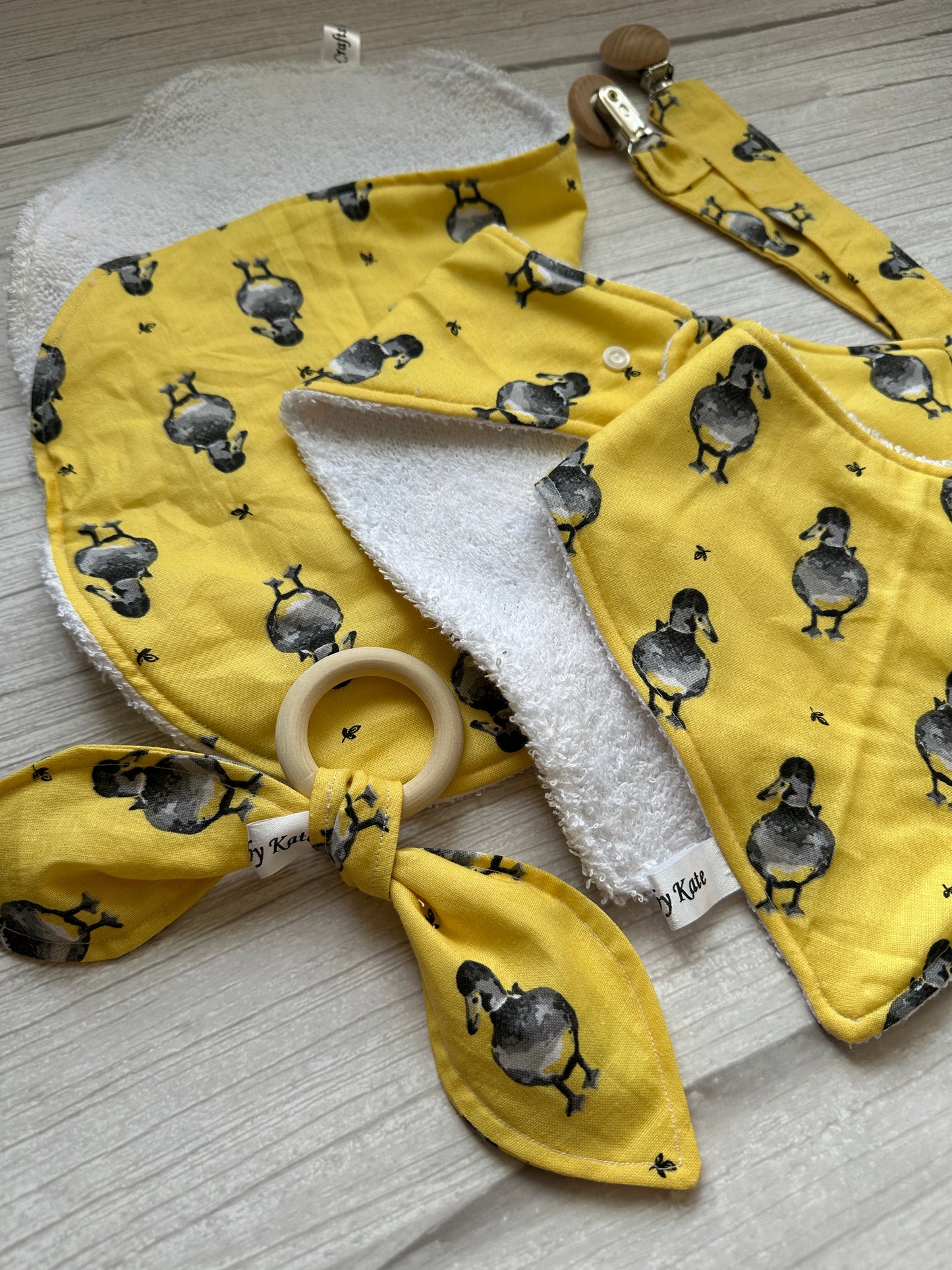 Cotton & Terry Towelling Baby Sets - Yellow Ducks