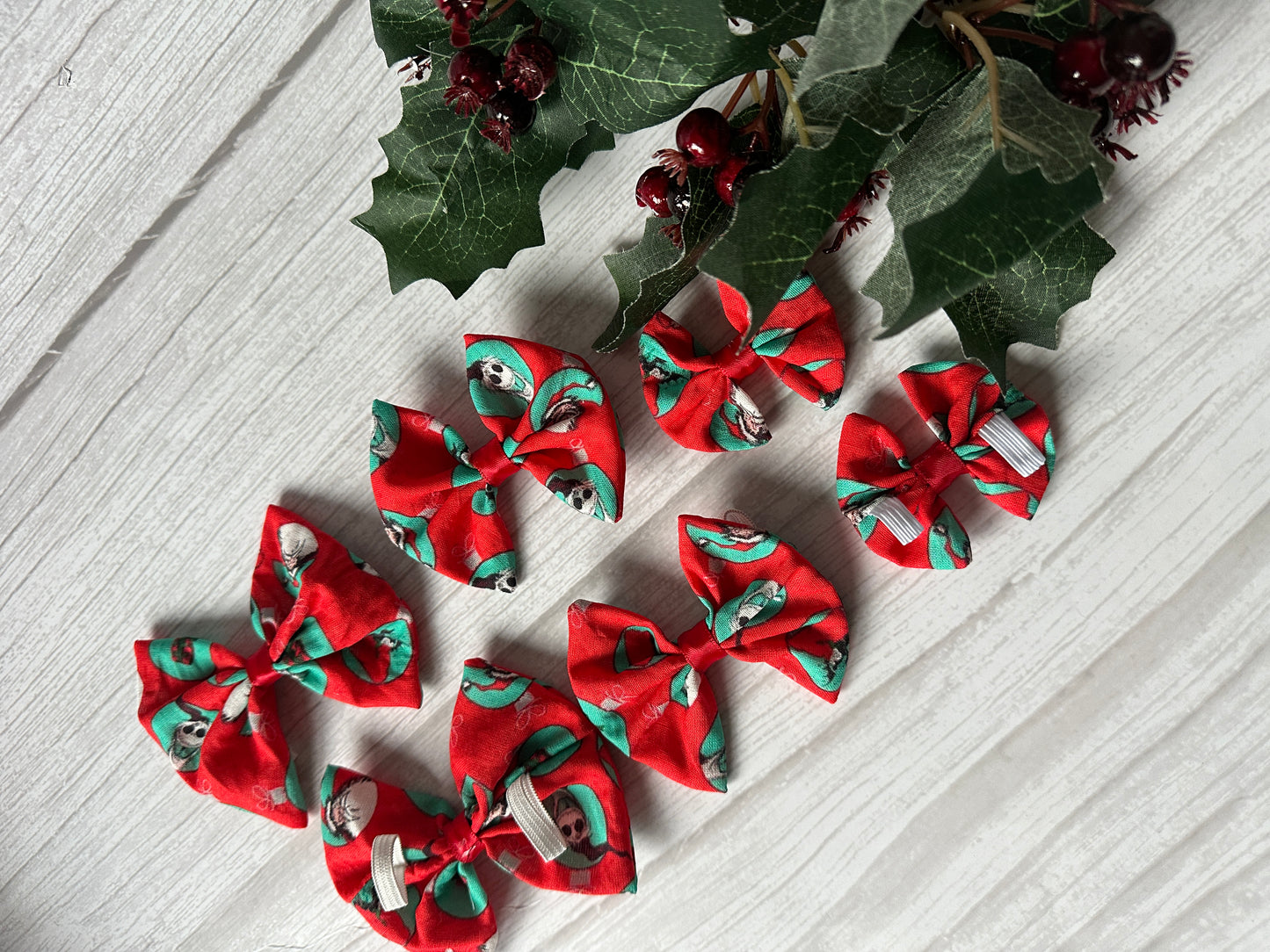 Cotton Pet Bow with collar attachment - Jack Skeleton & Santa Claus