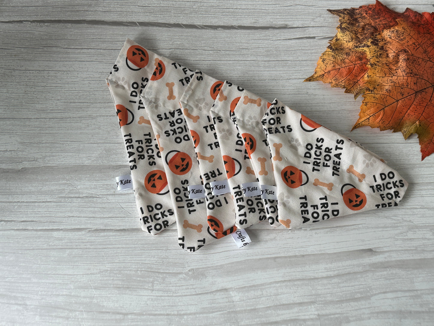 Cotton Pet Bandana with collar attachment - Trick or Treat