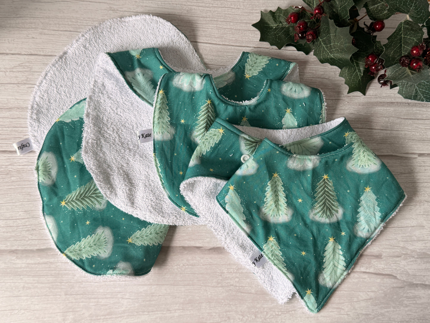 Cotton & Terry Towelling Baby Sets - Christmas tree forest
