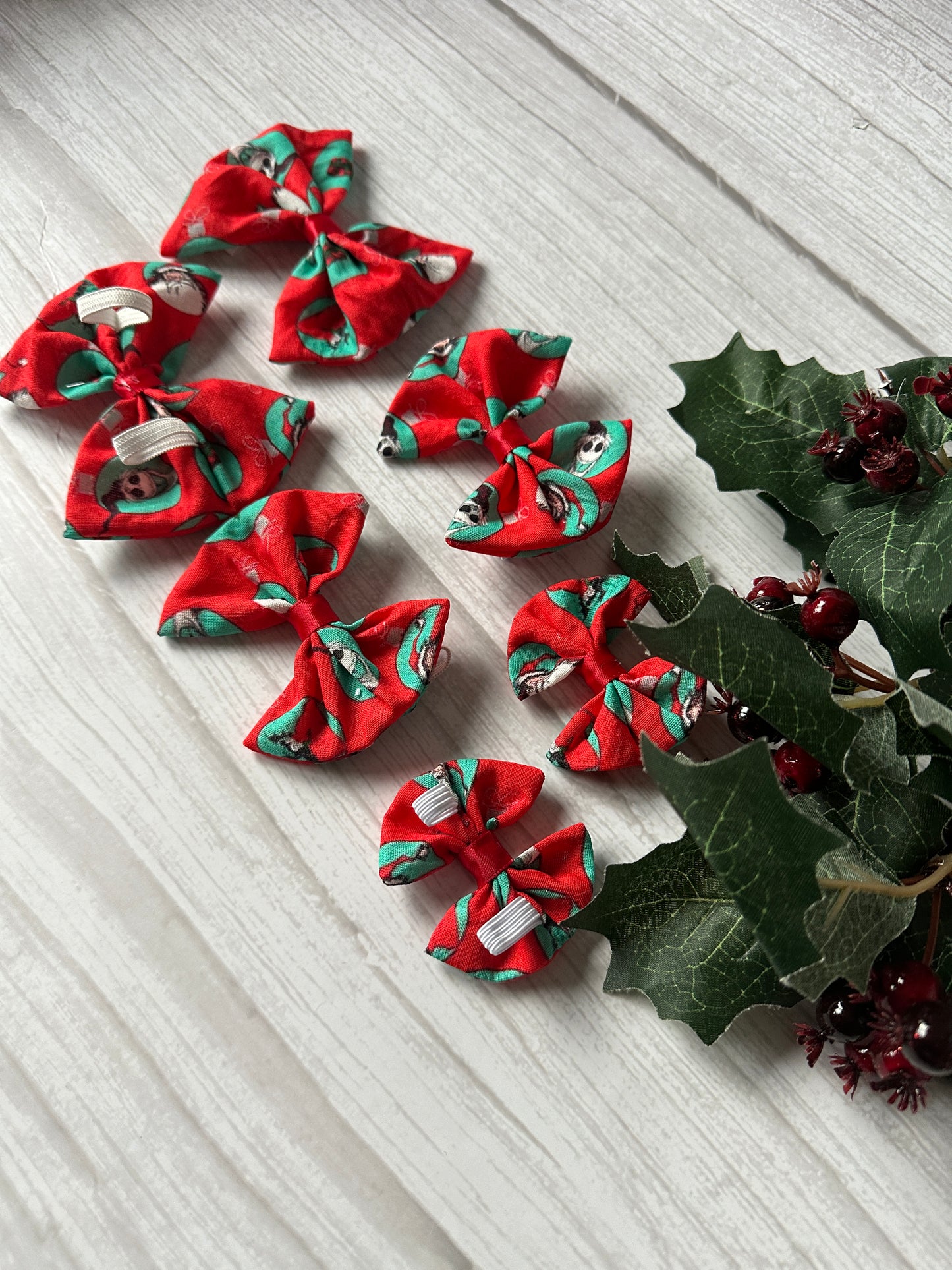 Cotton Pet Bow with collar attachment - Jack Skeleton & Santa Claus