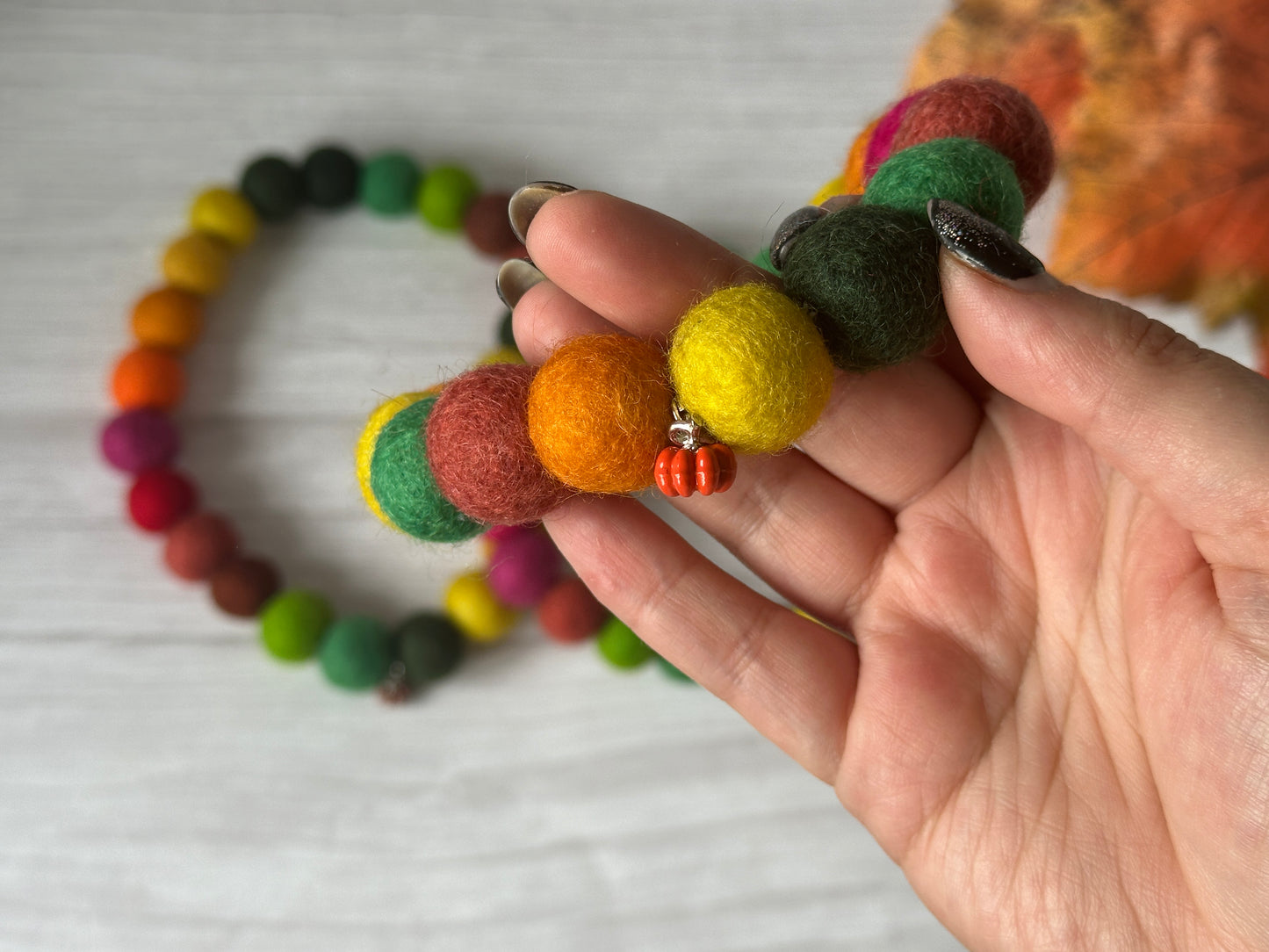 PomPom Pet Collar - Pumpkin charm