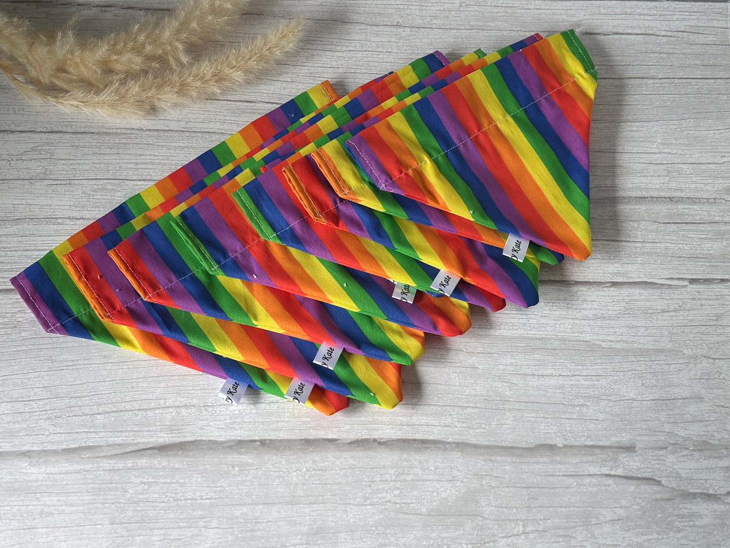 Cotton Pet Bandana with collar attachment - Rainbow Stripes