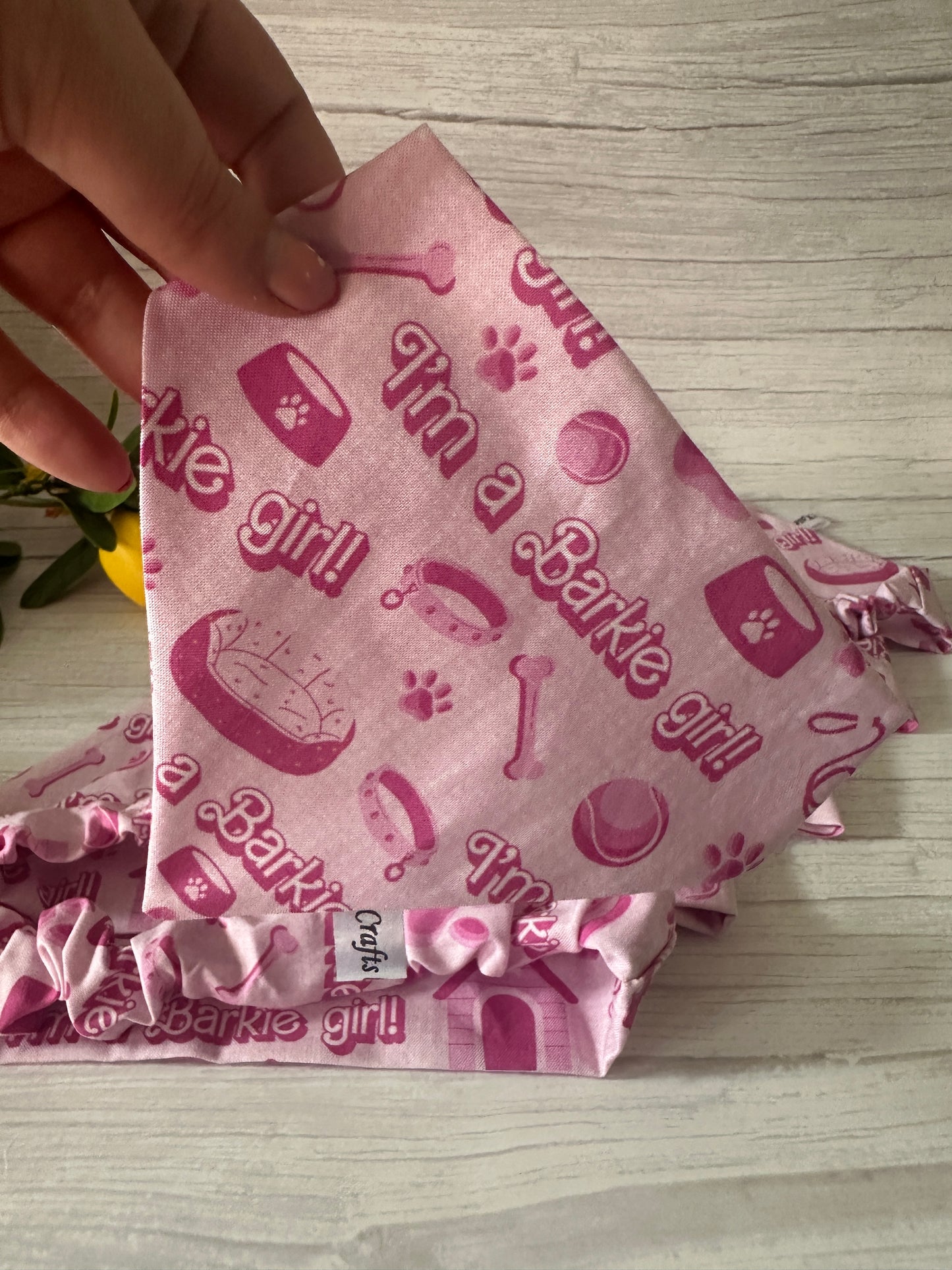 Cotton Pet Scrunchie Bandana - I’m a Barkie Girl!