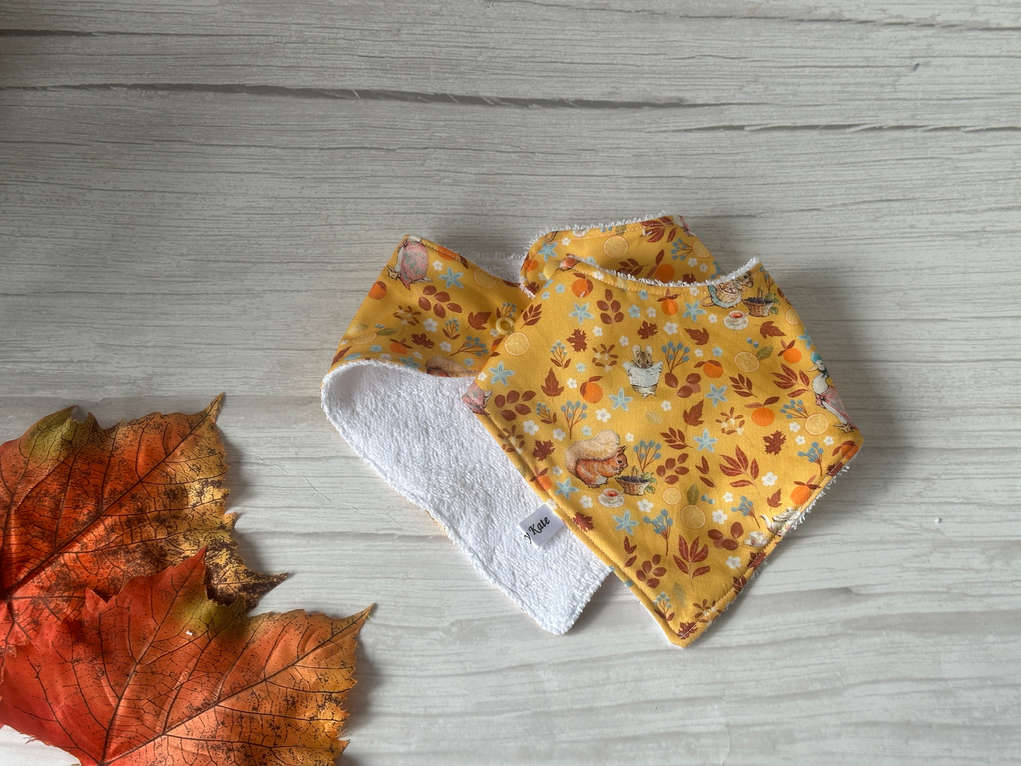 Cotton & Terry Towelling Baby Sets - Mustard Peter Rabbit & friends