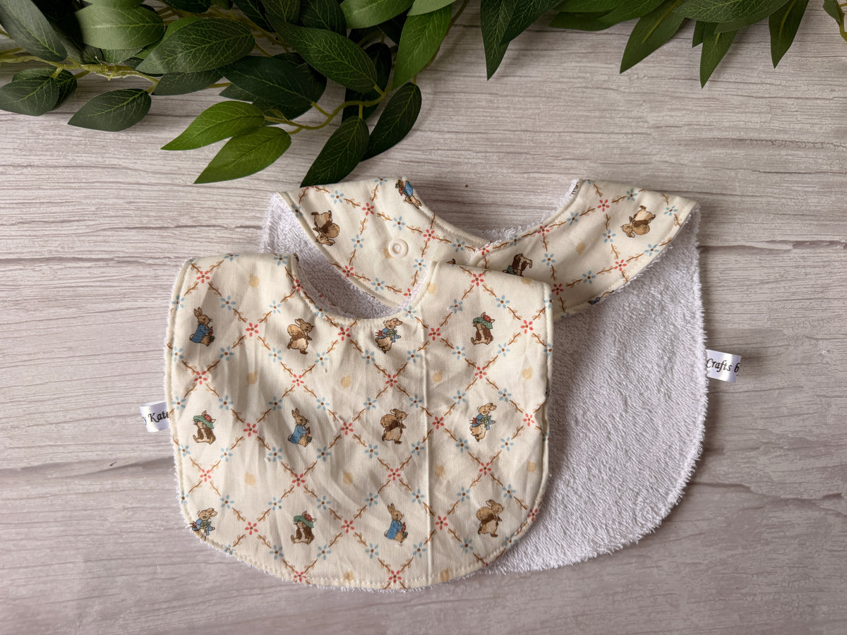 Cotton & Terry Towelling Baby Bibs - Peter Rabbit & Friends