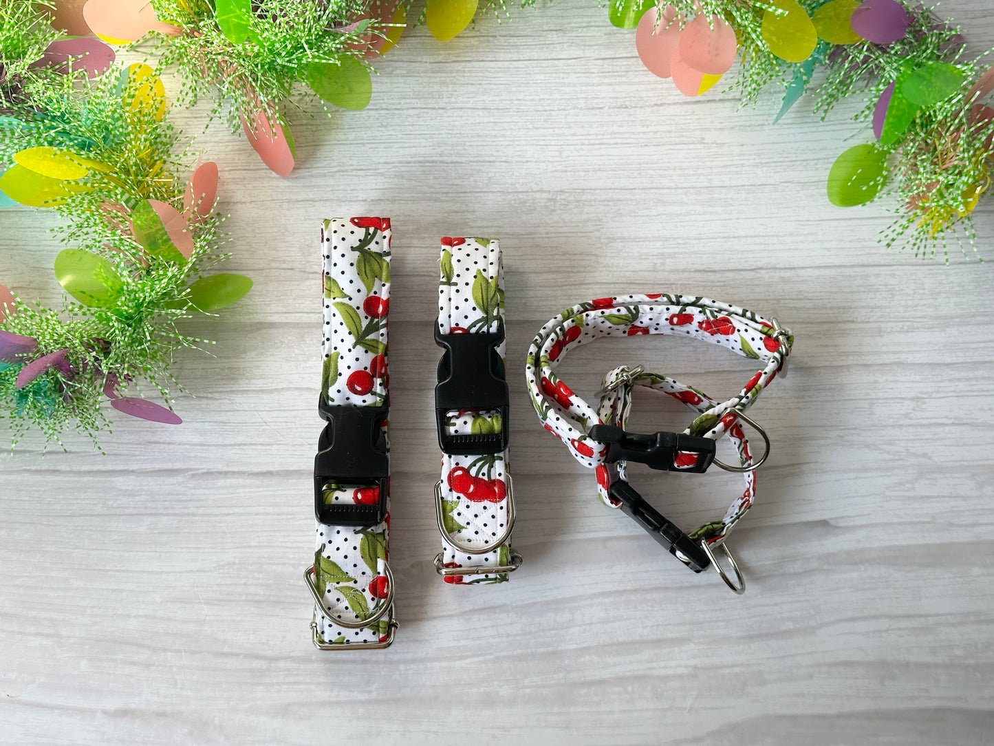Cotton Pet Adjustable Collar - Cherry Sweet
