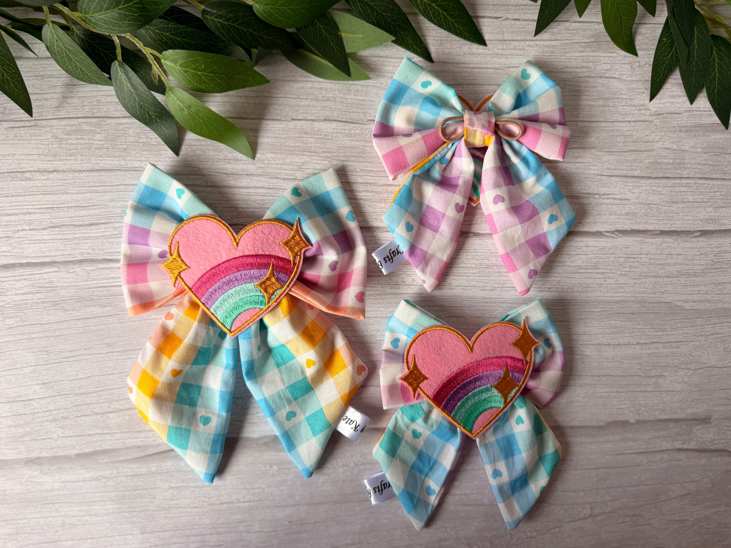 Pet Sailor Bows - Pride hearts