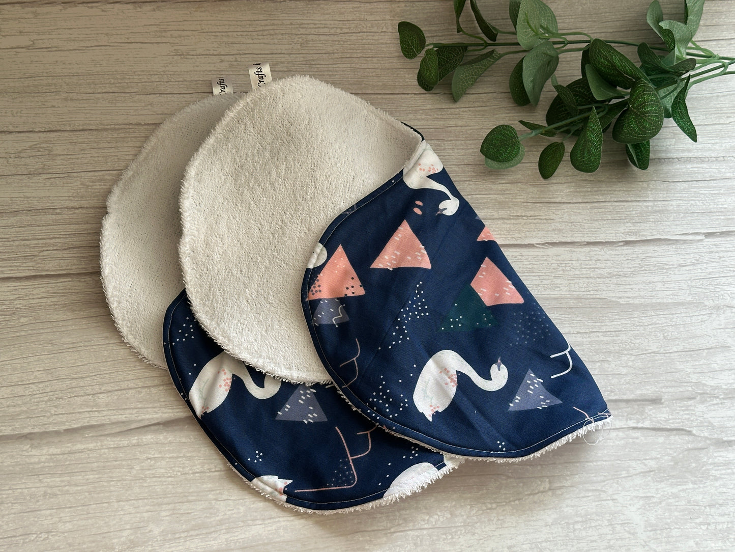 Cotton & Terry Towelling Baby Sets - Navy Swans