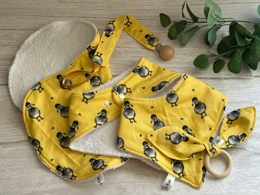 Cotton & Terry Towelling Baby Sets - Yellow Ducks