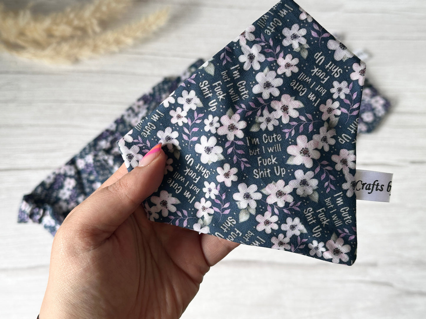 Cotton Pet Scrunchie Bandana - I’m Cute but I will Fuck Shit up!