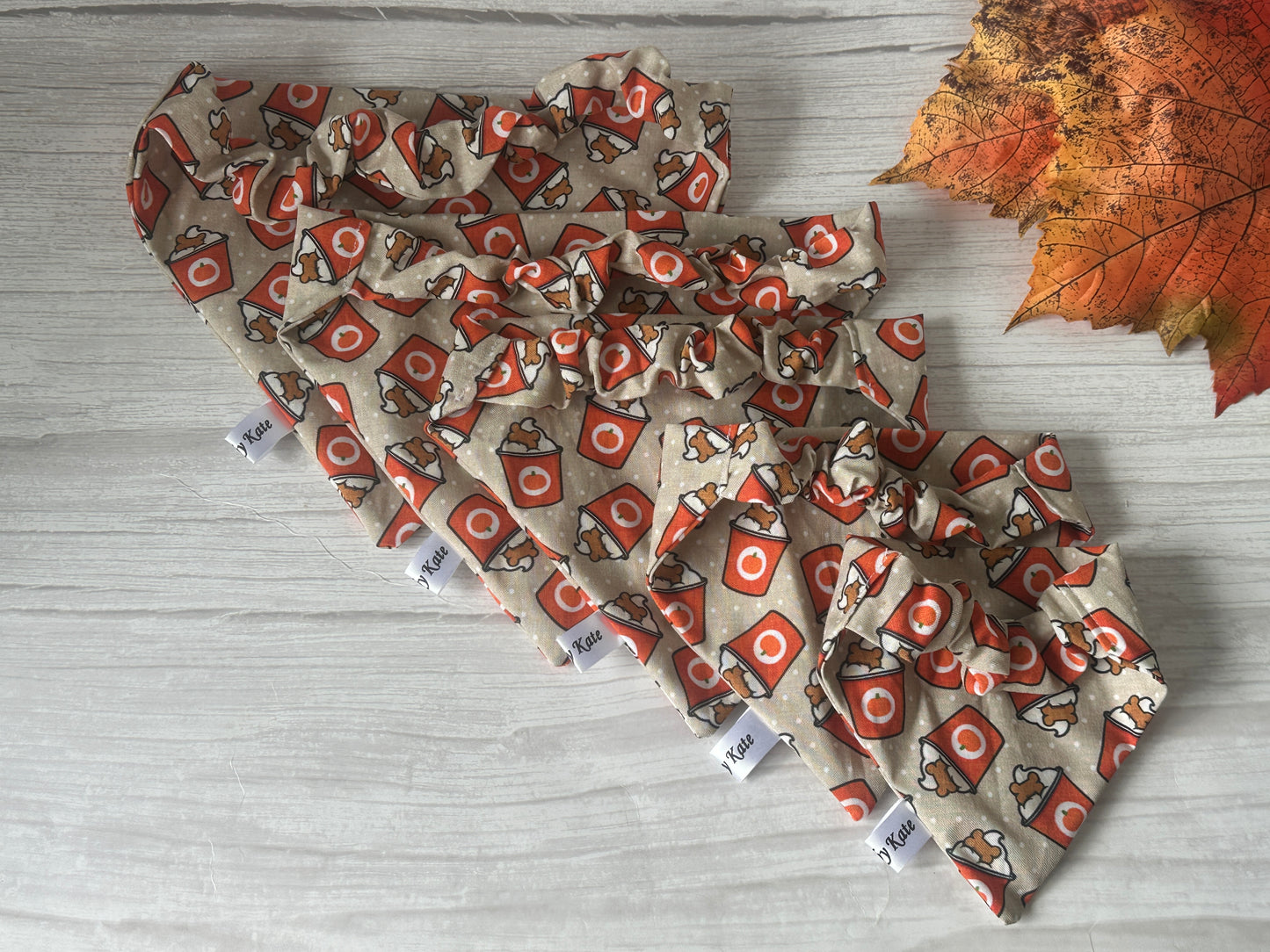 Cotton Pet Scrunchie Bandana - Pumpkin Spice Pupcup