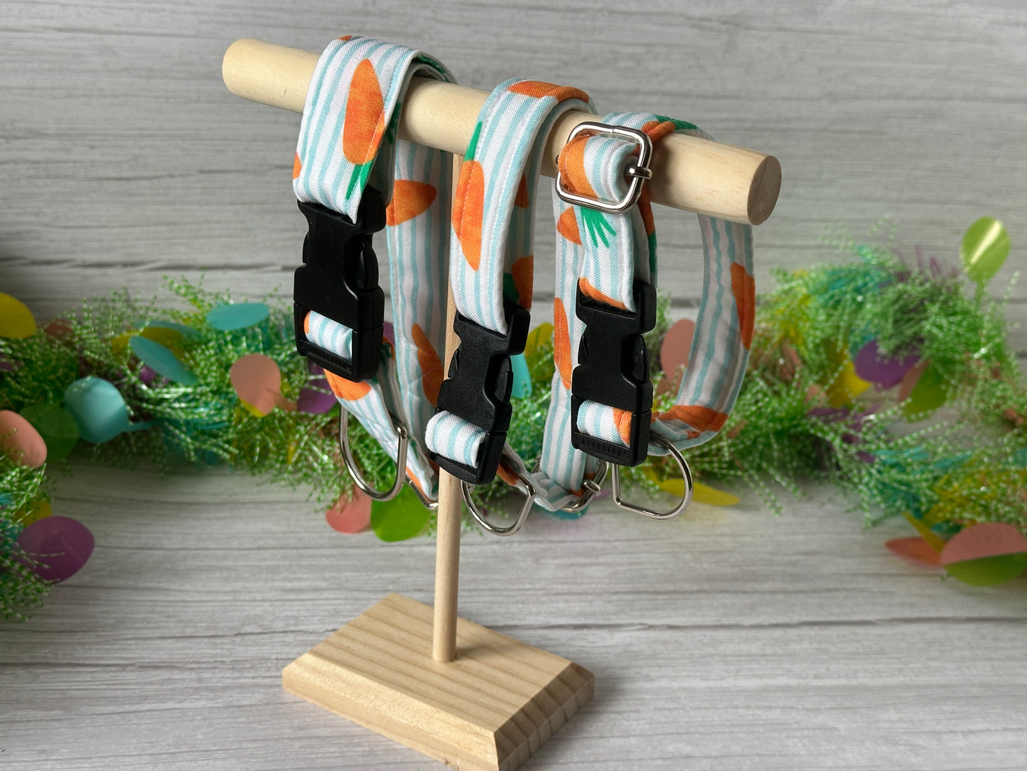 Cotton Pet Adjustable Collar - Striped Carrots