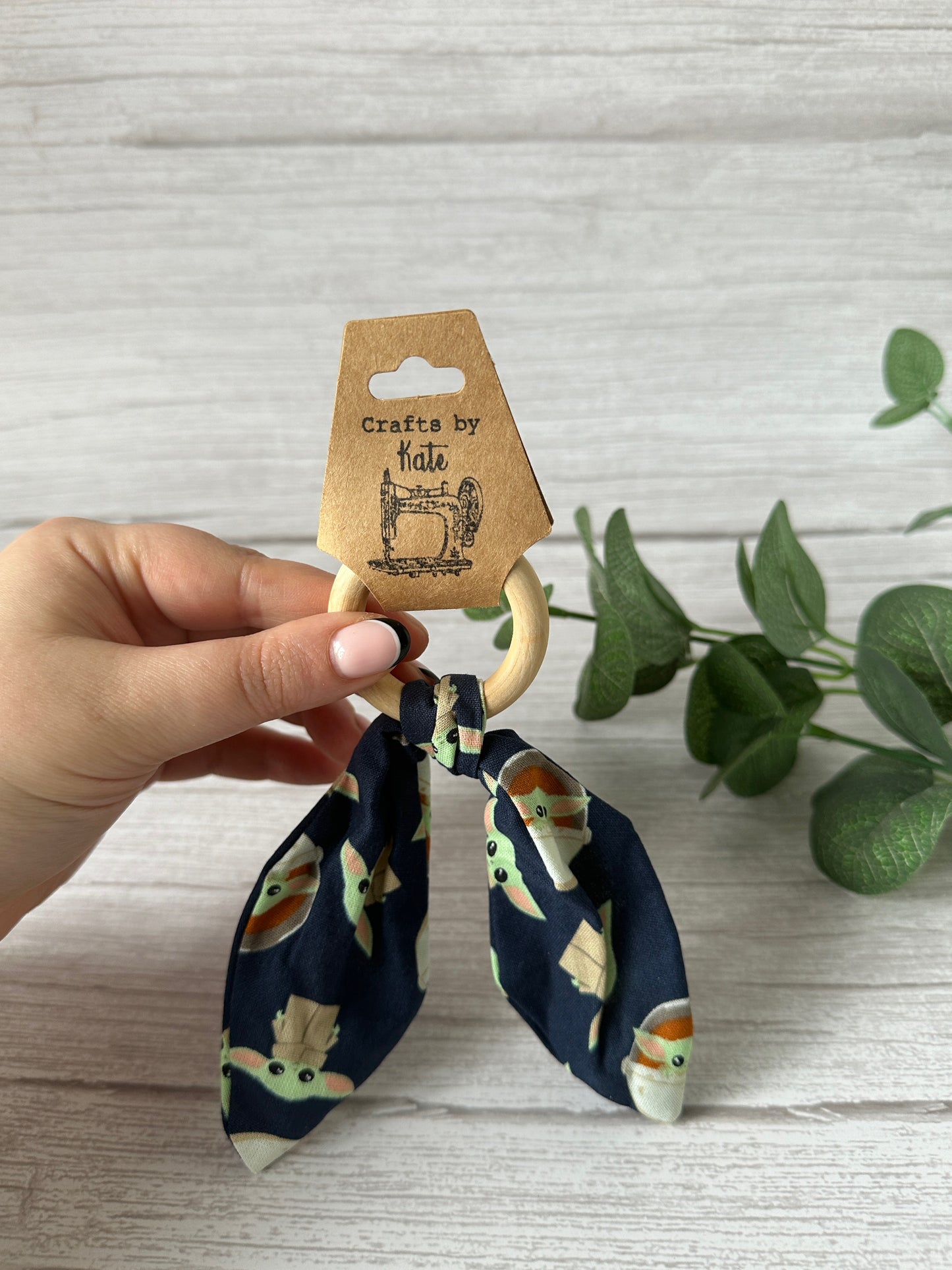 Cotton & Bamboo Baby Teething Rattle - Baby Yoda