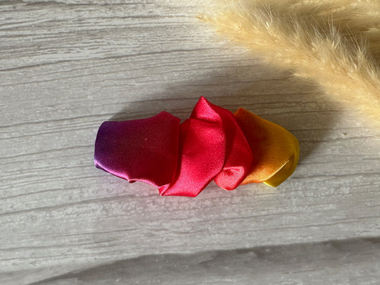 Silk French Barrette Scrunchie Clip - Bright Rainbow