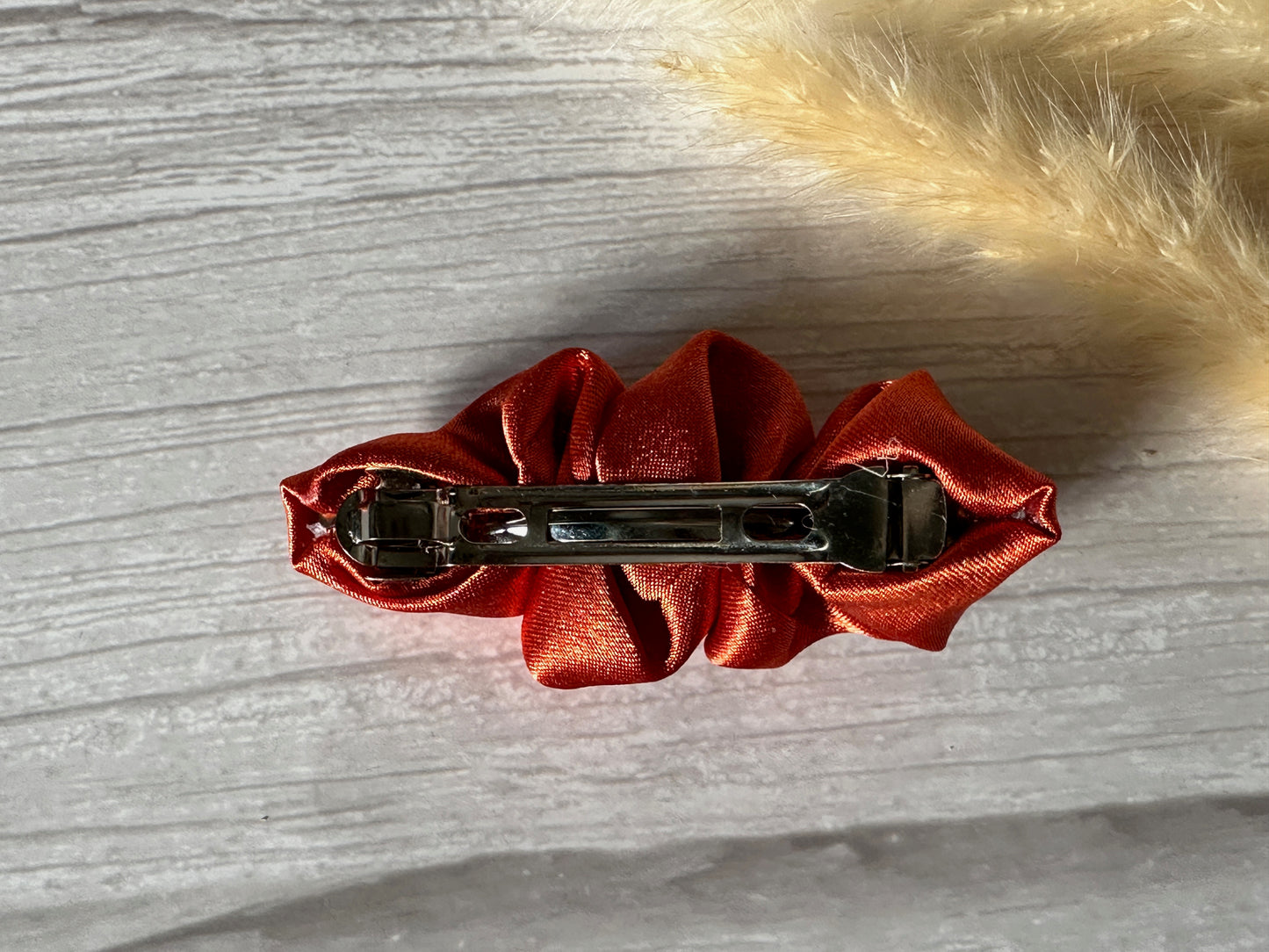 Silk French Barrette Scrunchie Clip - Burnt Orange