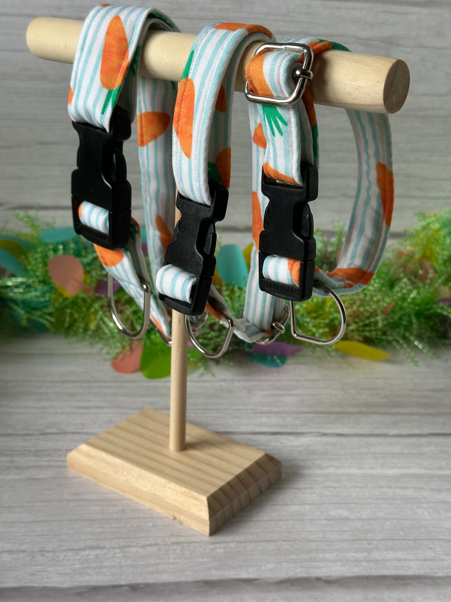 Cotton Pet Adjustable Collar - Striped Carrots
