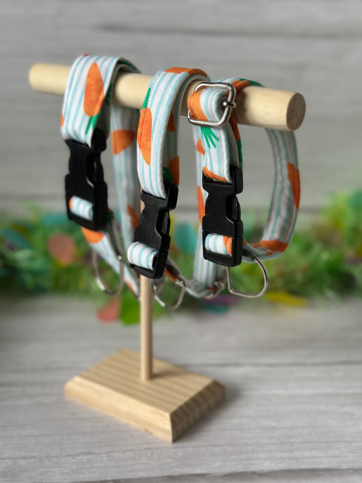 Cotton Pet Adjustable Collar - Striped Carrots