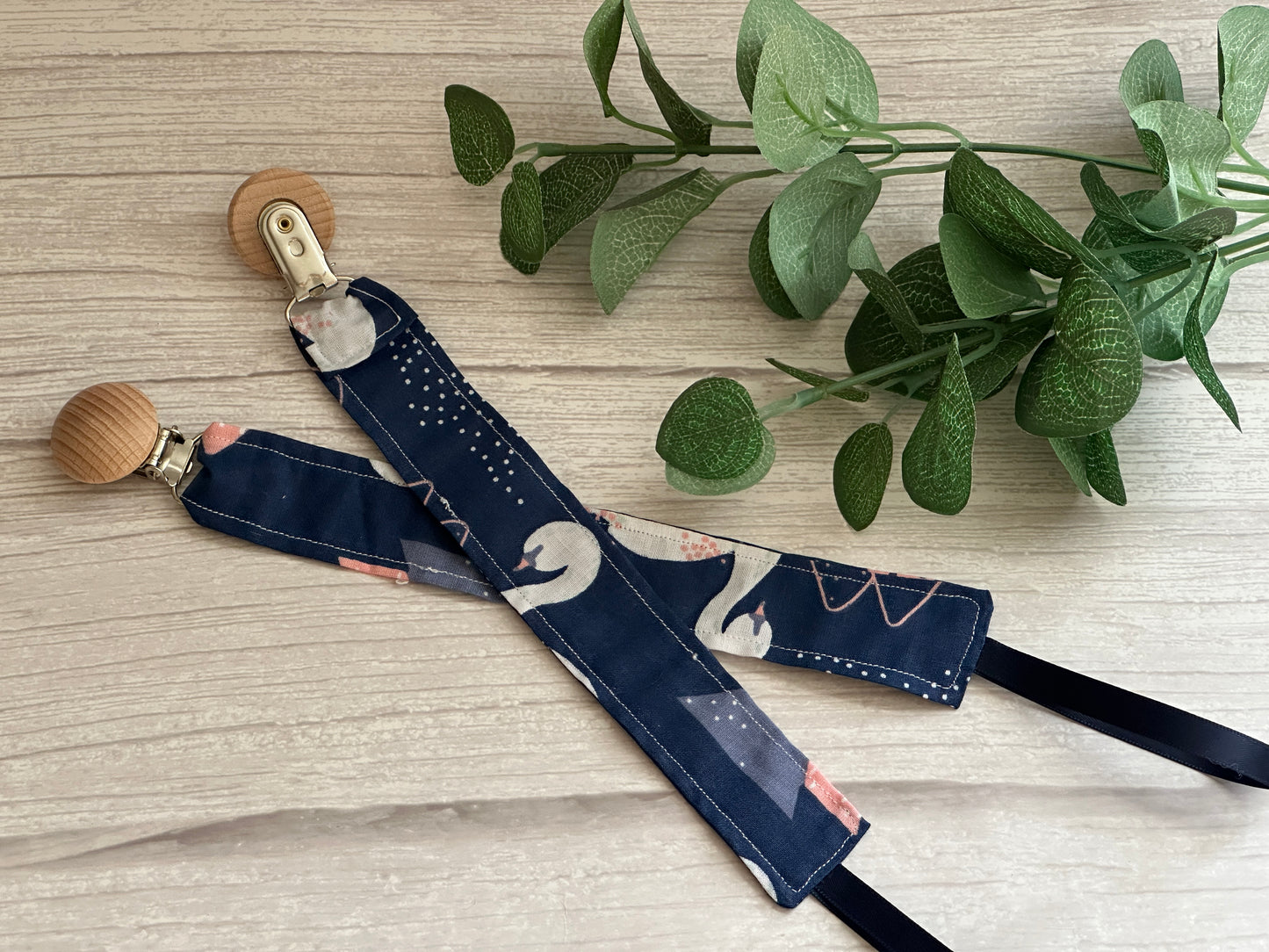 Cotton & Terry Towelling Baby Sets - Navy Swans