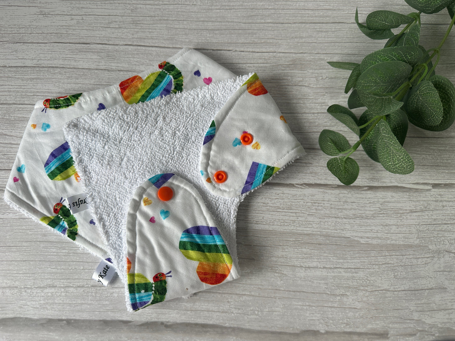 Cotton & Terry Towelling Baby Bandana Bib - The Hungry Caterpillar