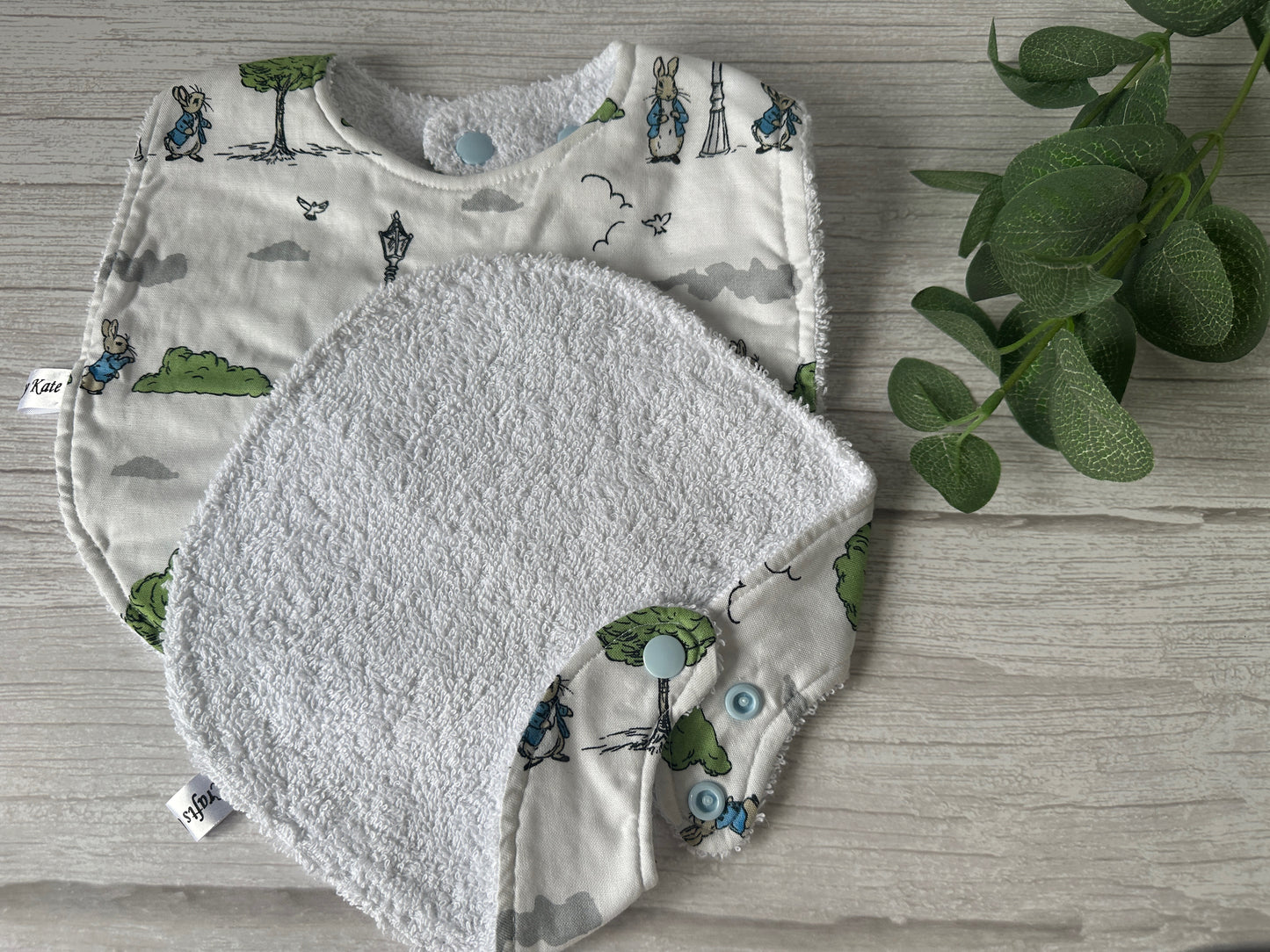 Cotton & Terry Towelling Baby Traditional Bib - Peter Rabbit's Adventures