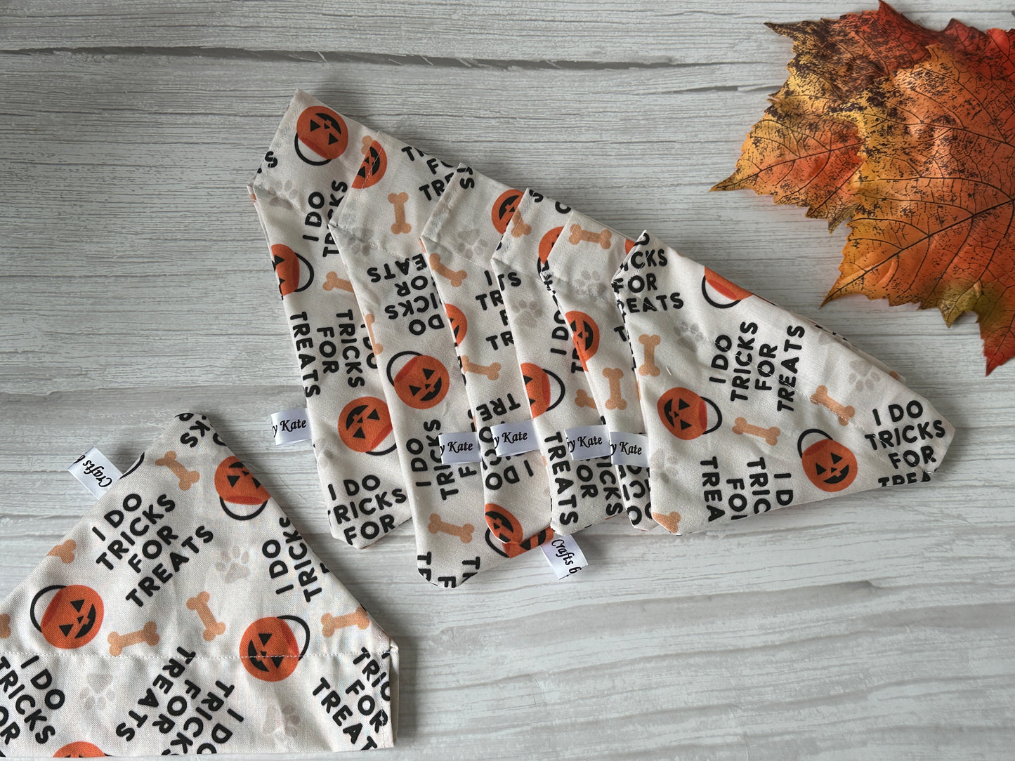 Cotton Pet Bandana with collar attachment - Trick or Treat