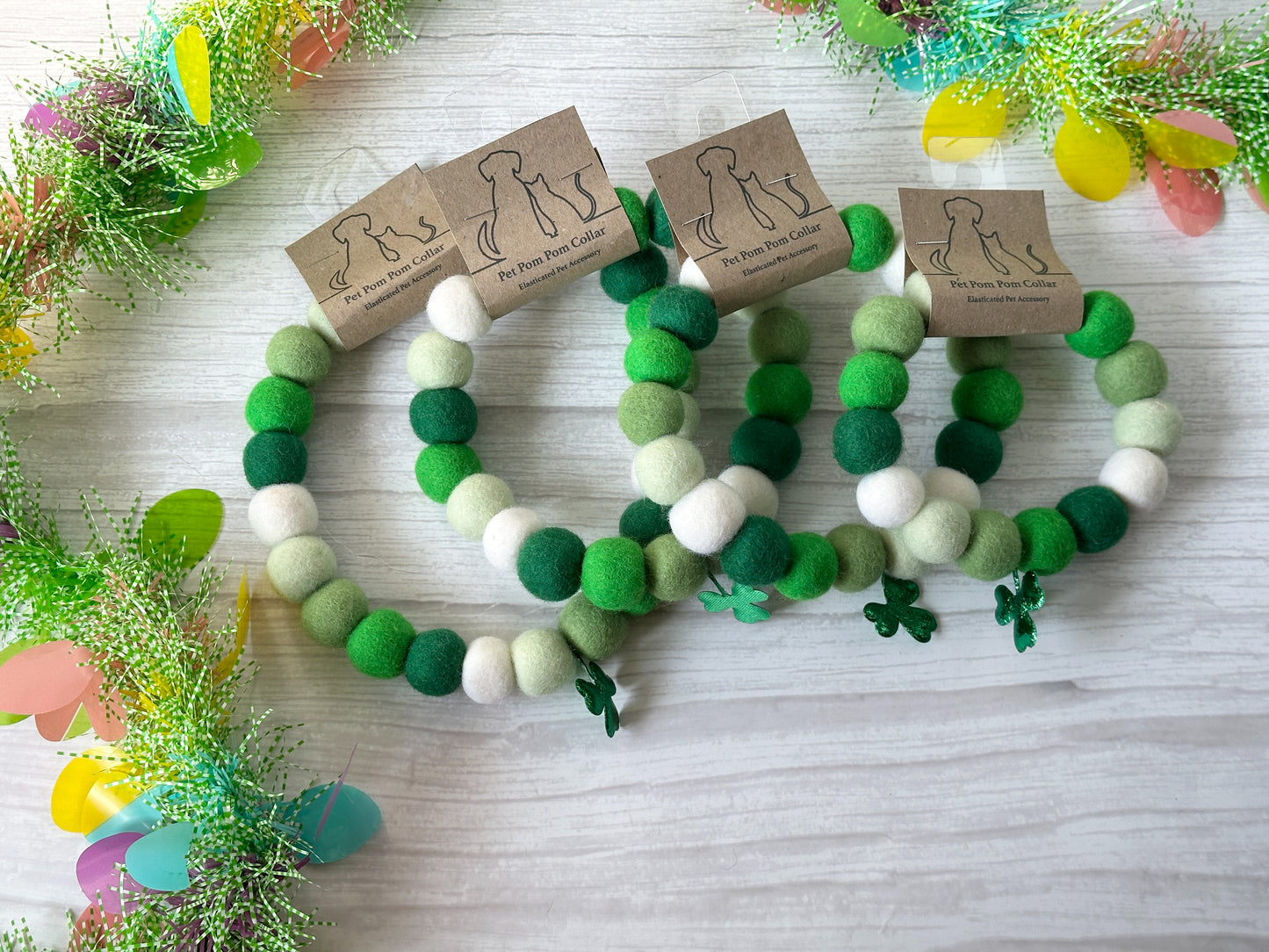 PomPom Pet Collar - Luck of the Irish
