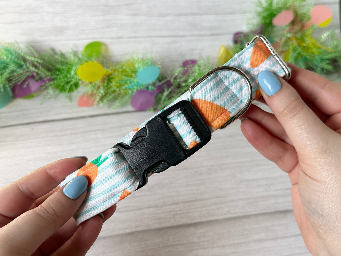 Cotton Pet Adjustable Collar - Striped Carrots