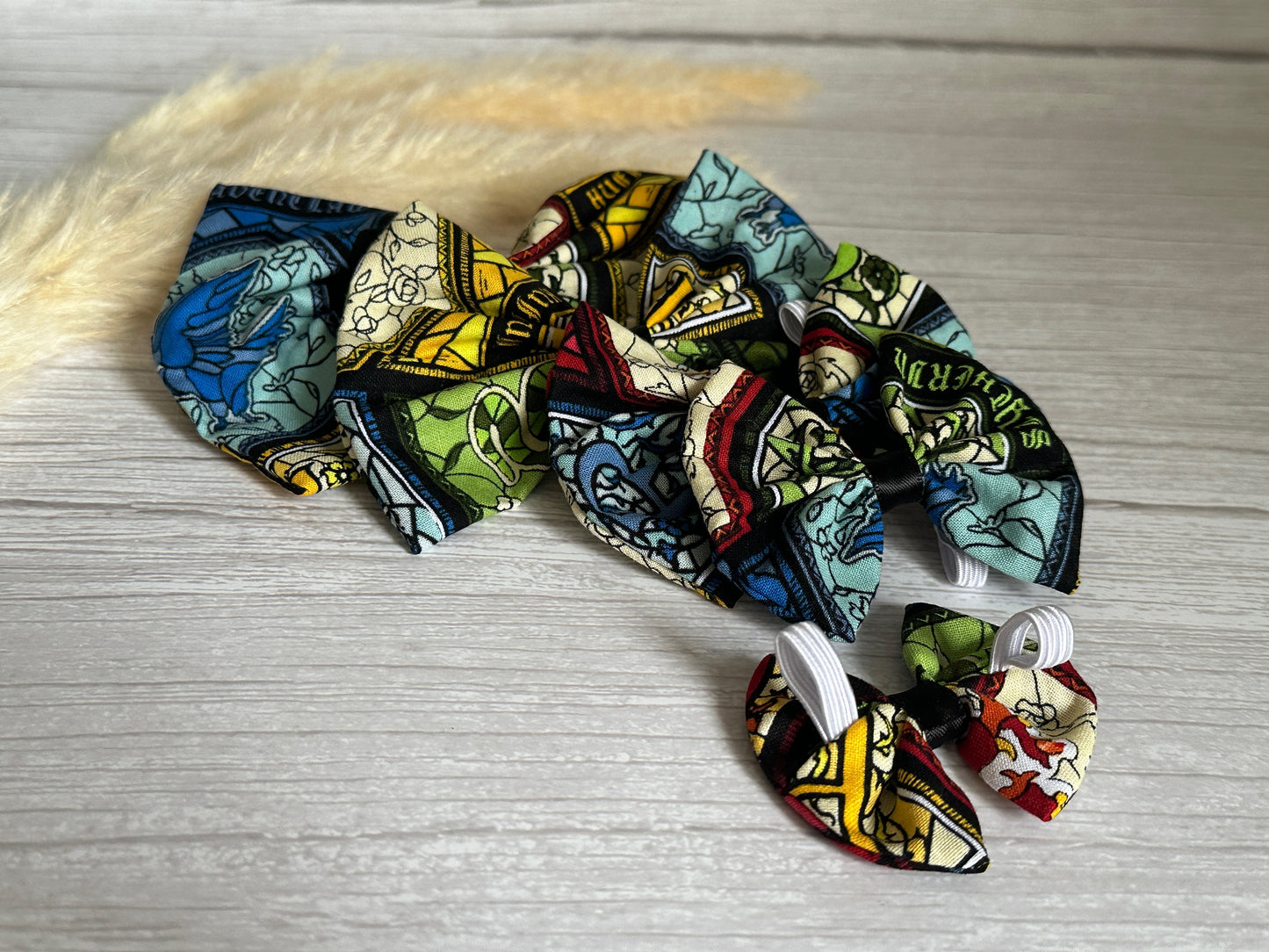 Cotton Pet Bow with collar attachment - Hogwarts Houses