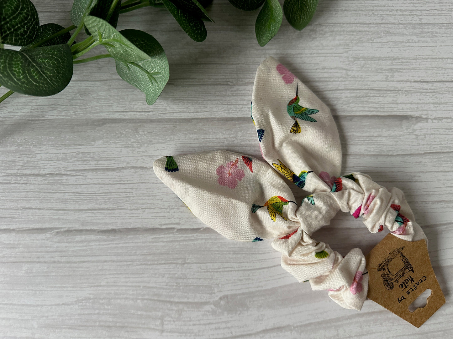 Cotton Scrunchie with tails - Hummingbirds