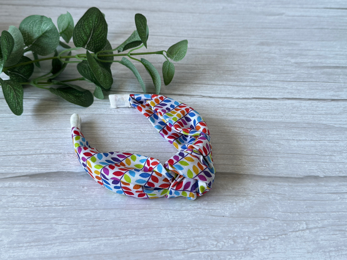 Cotton Knotted Headband - Rainbow Leaves