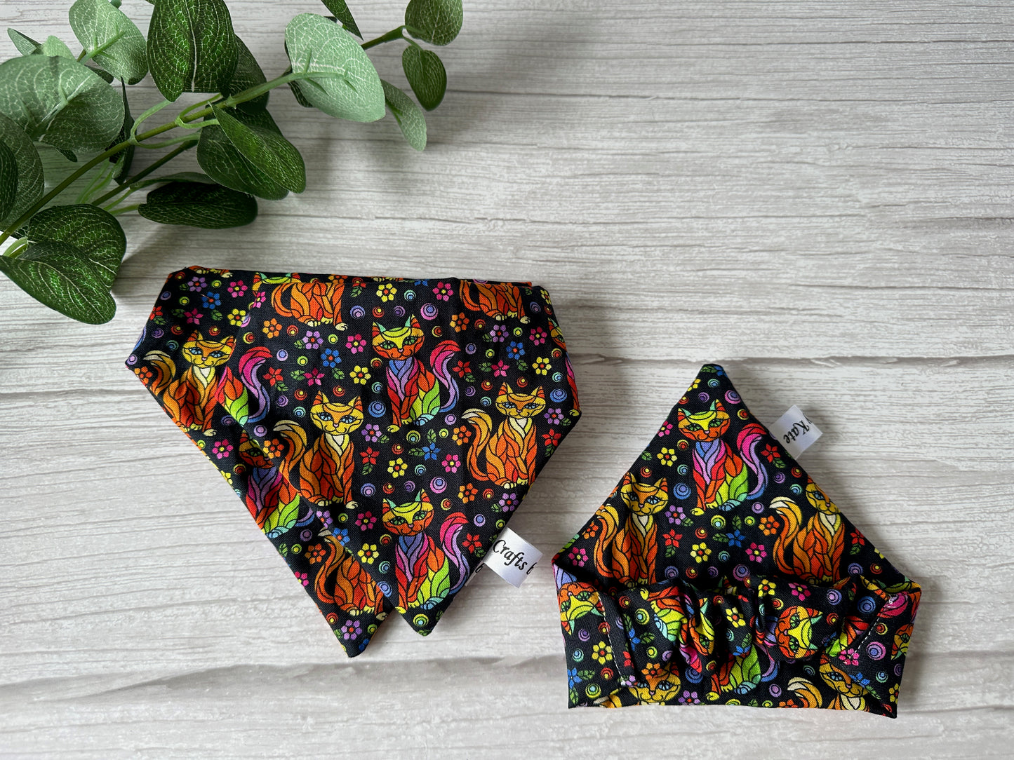 Cotton Pet Scrunchie Bandana - Rainbow Ginger Cat
