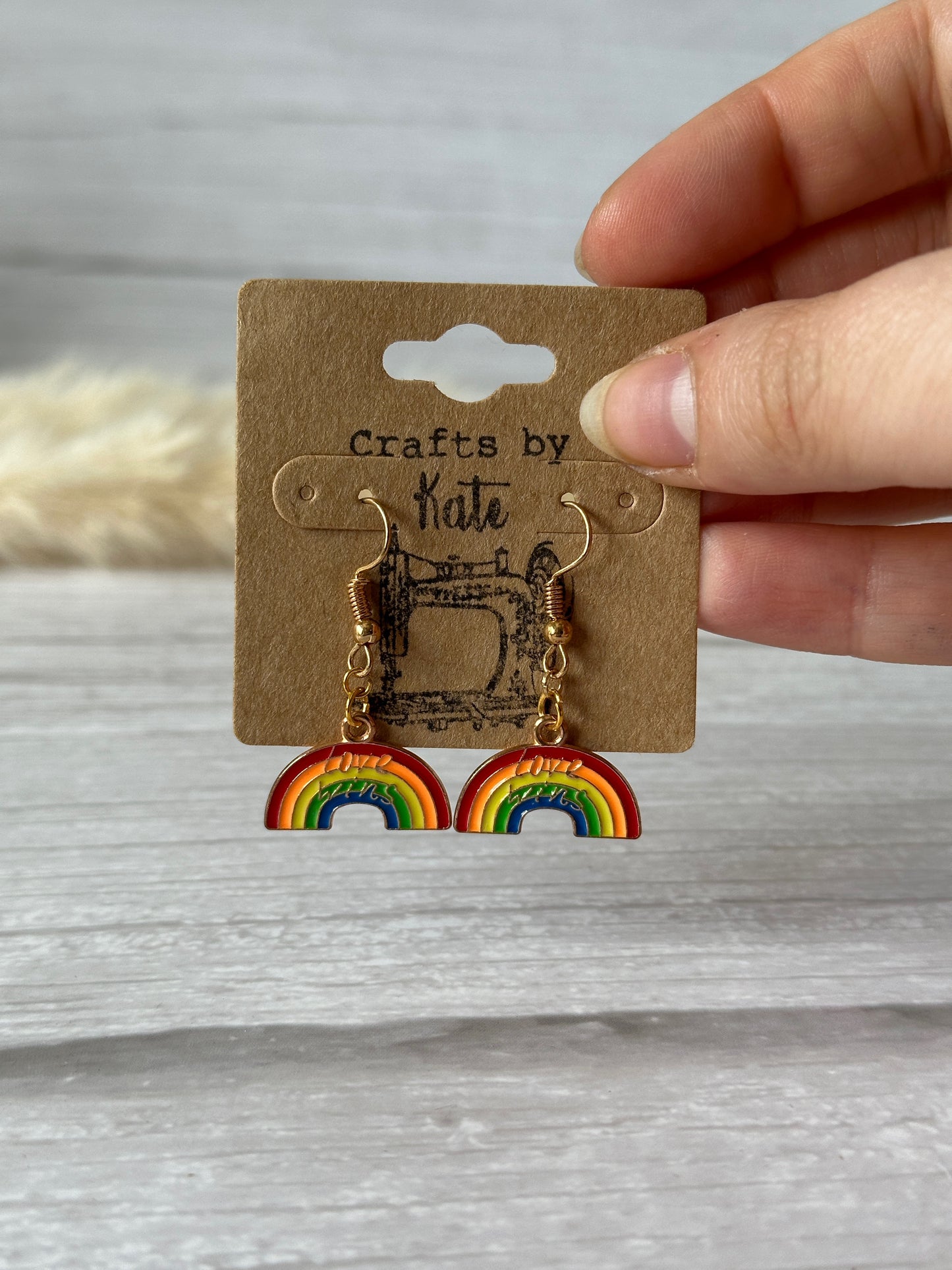 Handcrafted Rainbow Gold Plated Dangle Earrings