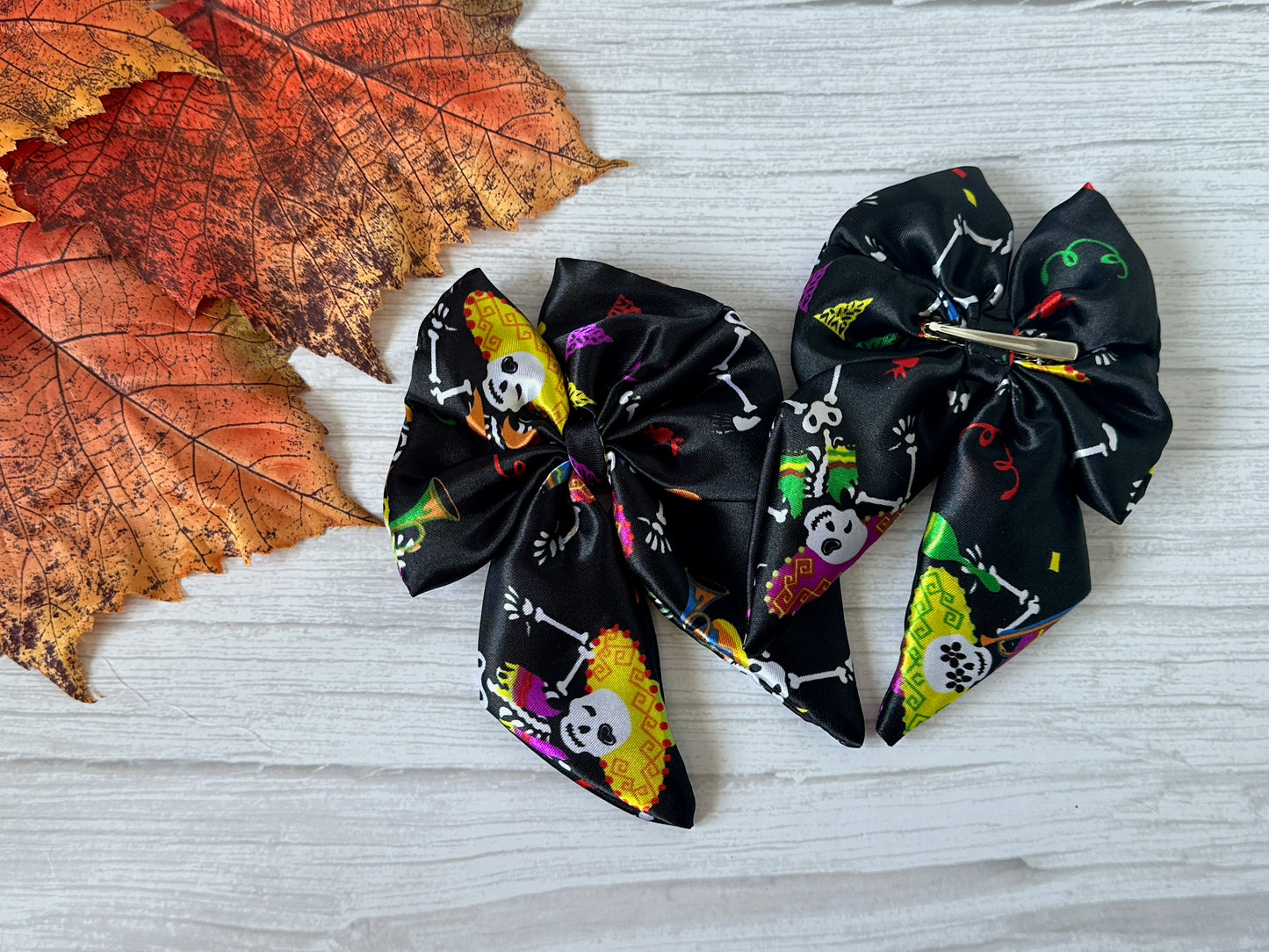 Silk Sailor Bow Clip - Day of the Dead