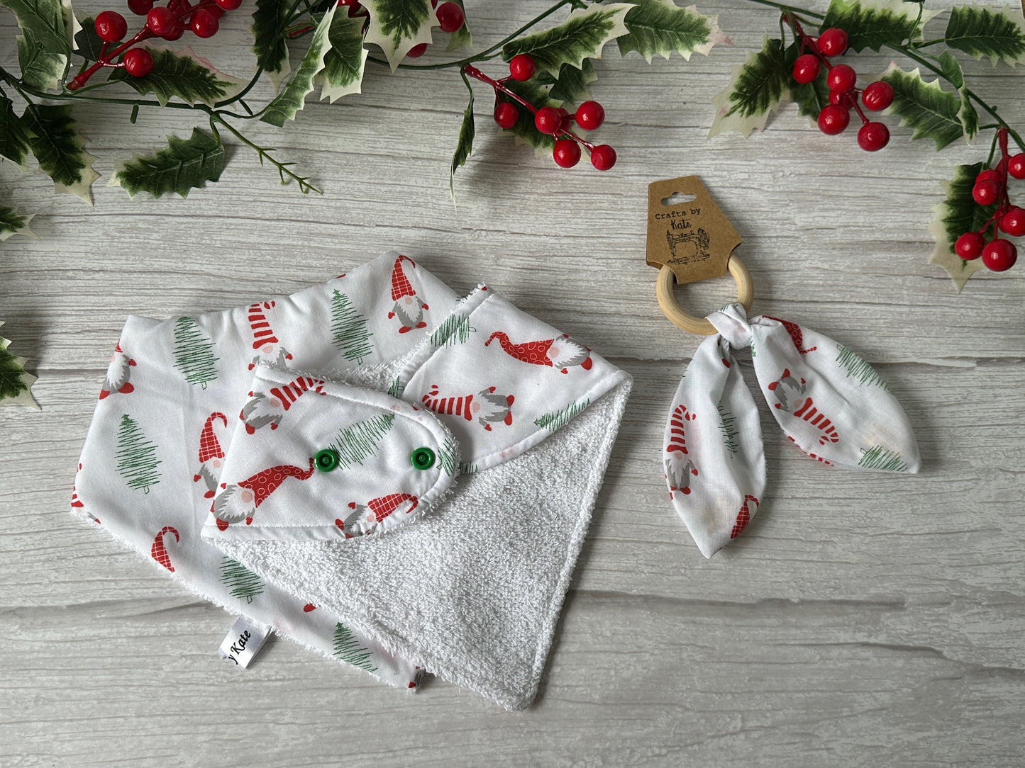Cotton & Terry Towelling Baby Sets - Christmas Gnomes