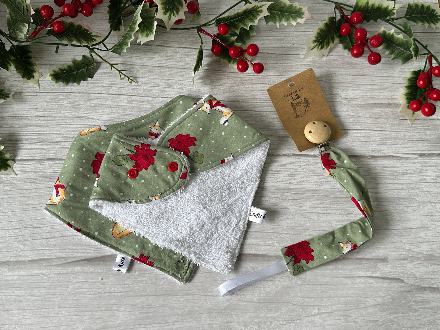 Cotton & Terry Towelling Baby Sets - Christmas Foxes