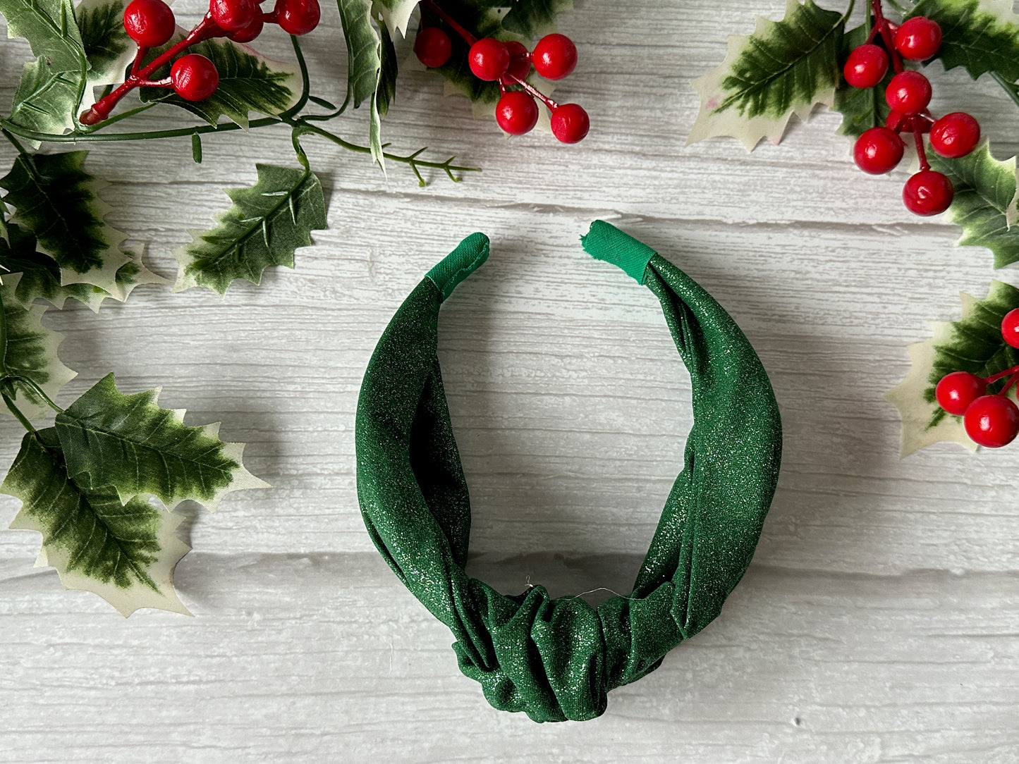 Cotton Knotted Headband - Green Sparkle