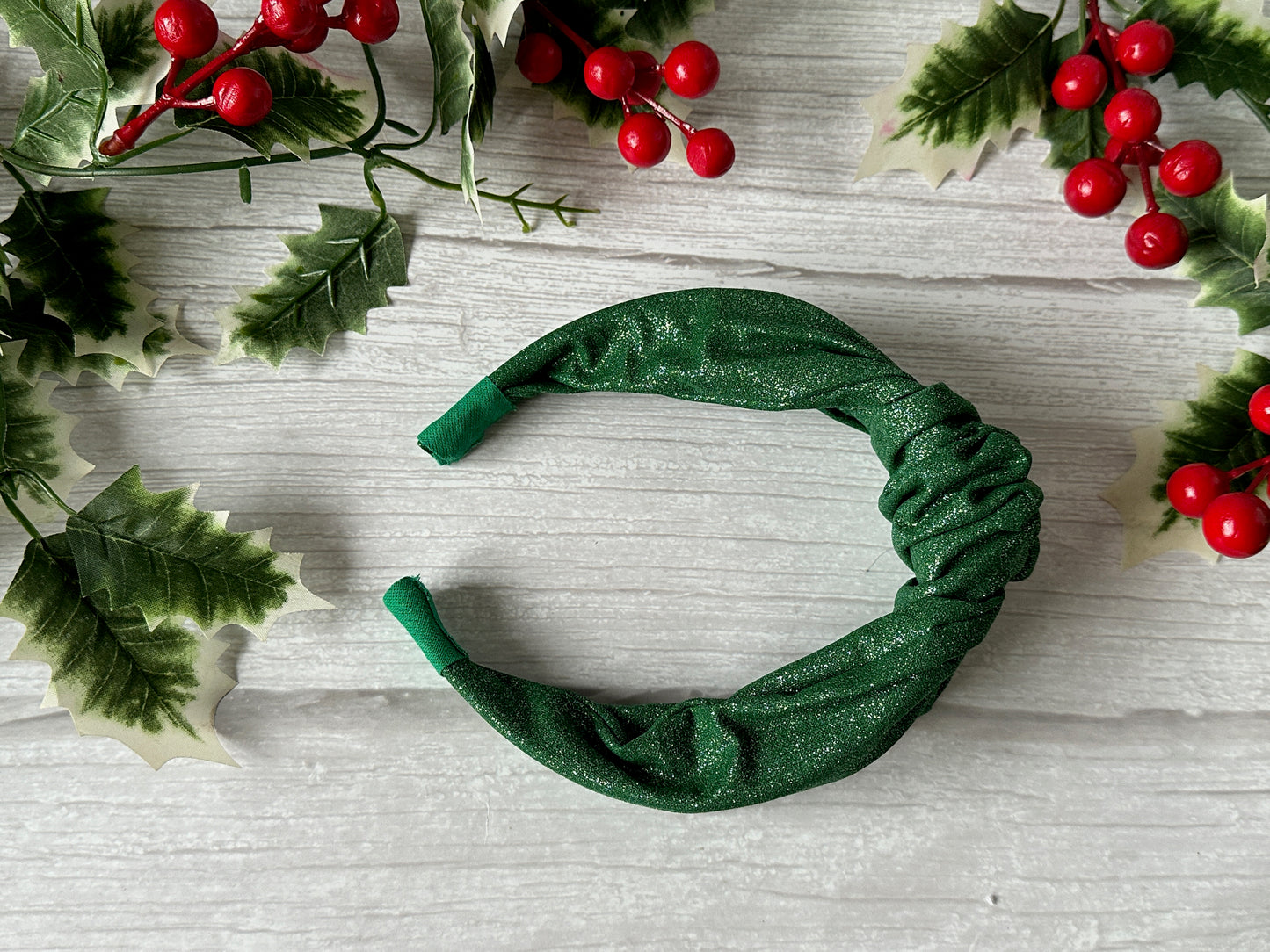 Cotton Knotted Headband - Green Sparkle