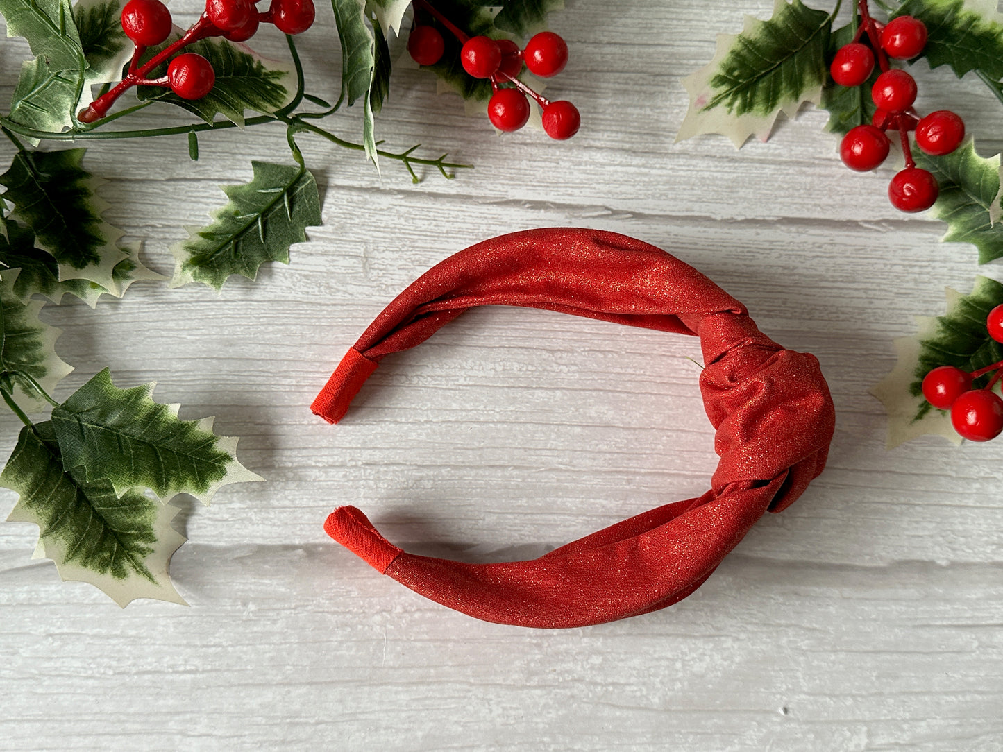 Cotton Knotted Headband - Red Sparkle