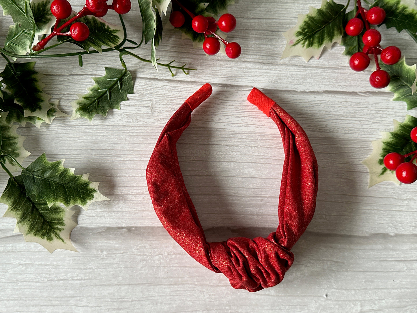 Cotton Knotted Headband - Red Sparkle