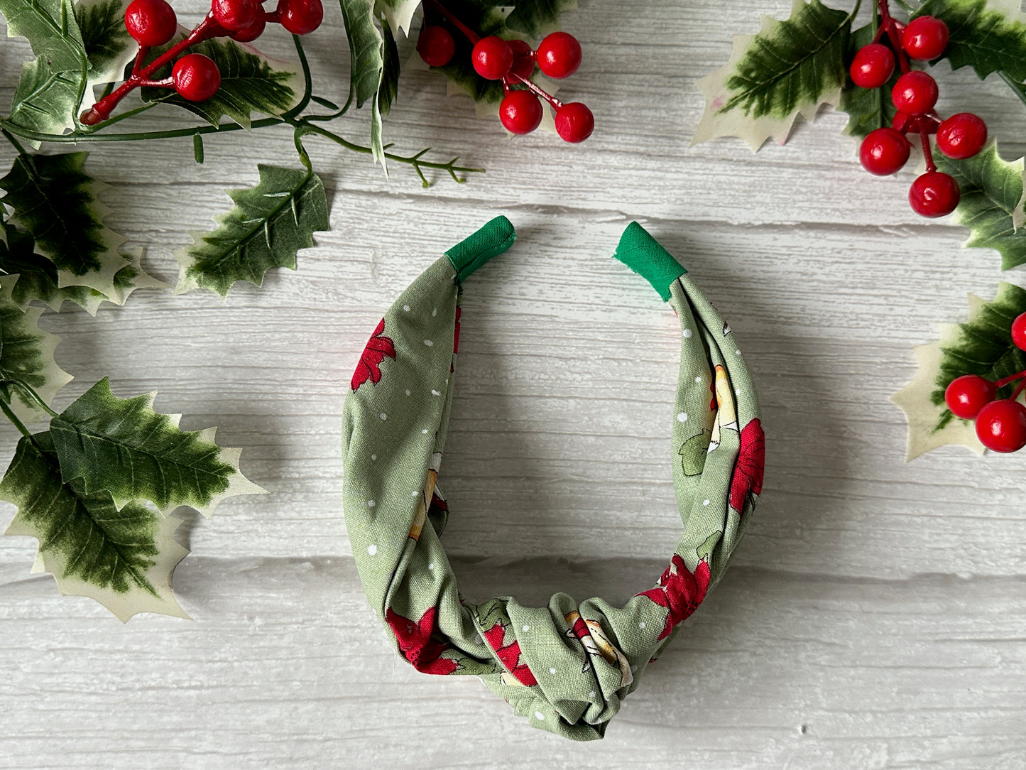 Cotton Knotted Headband - Christmas Foxes