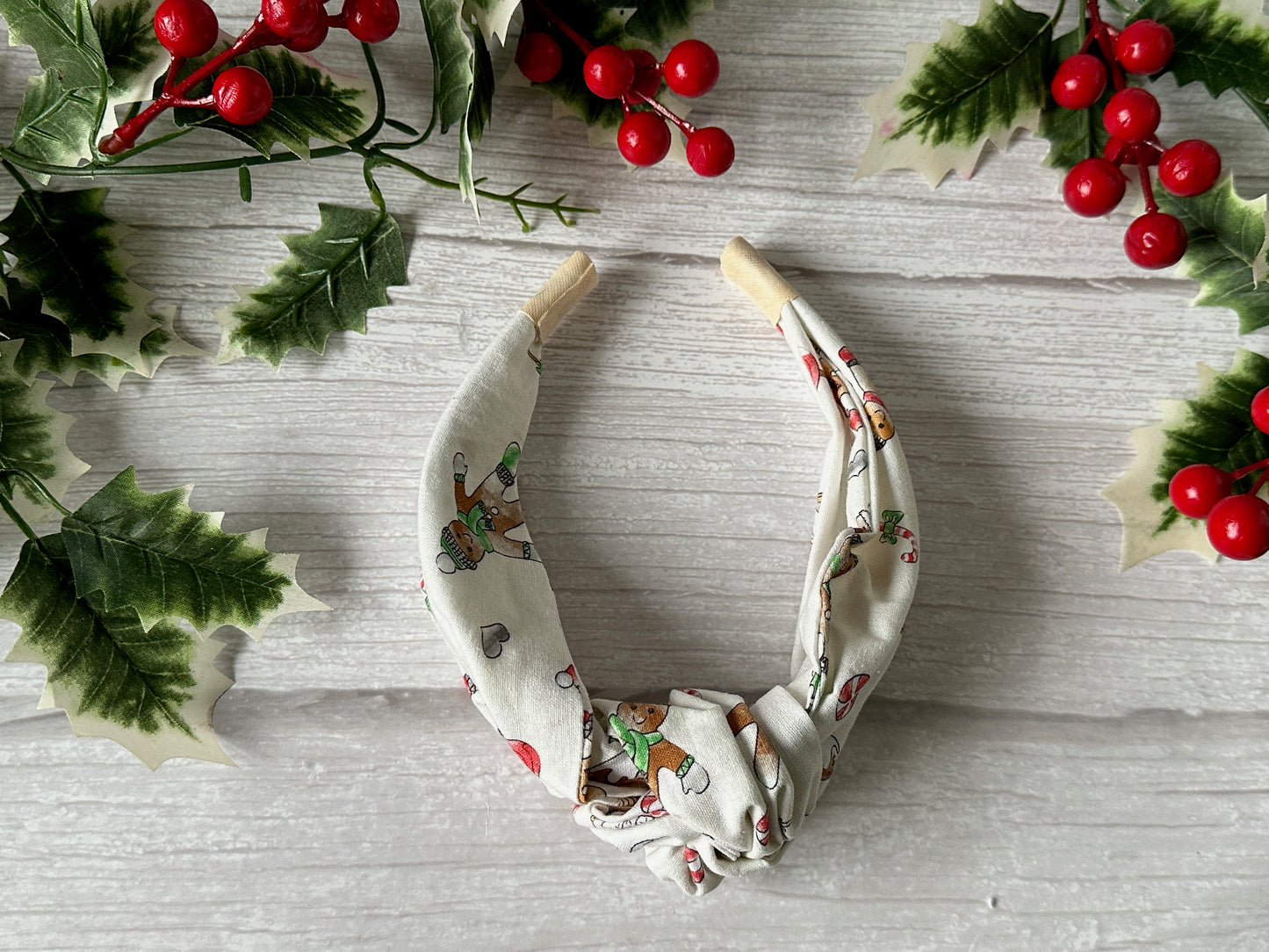 Cotton Knotted Headband - Gingerbread Men