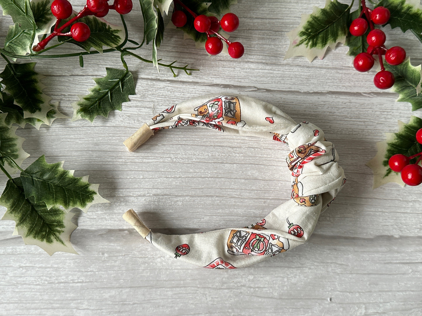 Cotton Knotted Headband - Gingerbread House