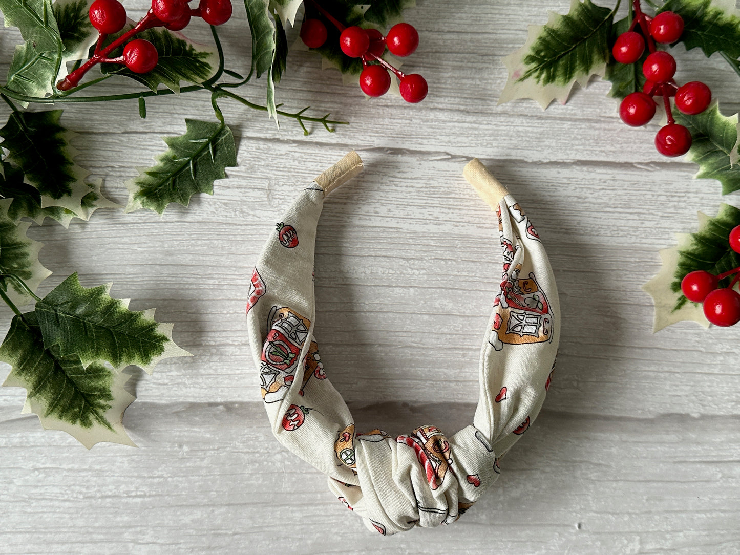 Cotton Knotted Headband - Gingerbread House
