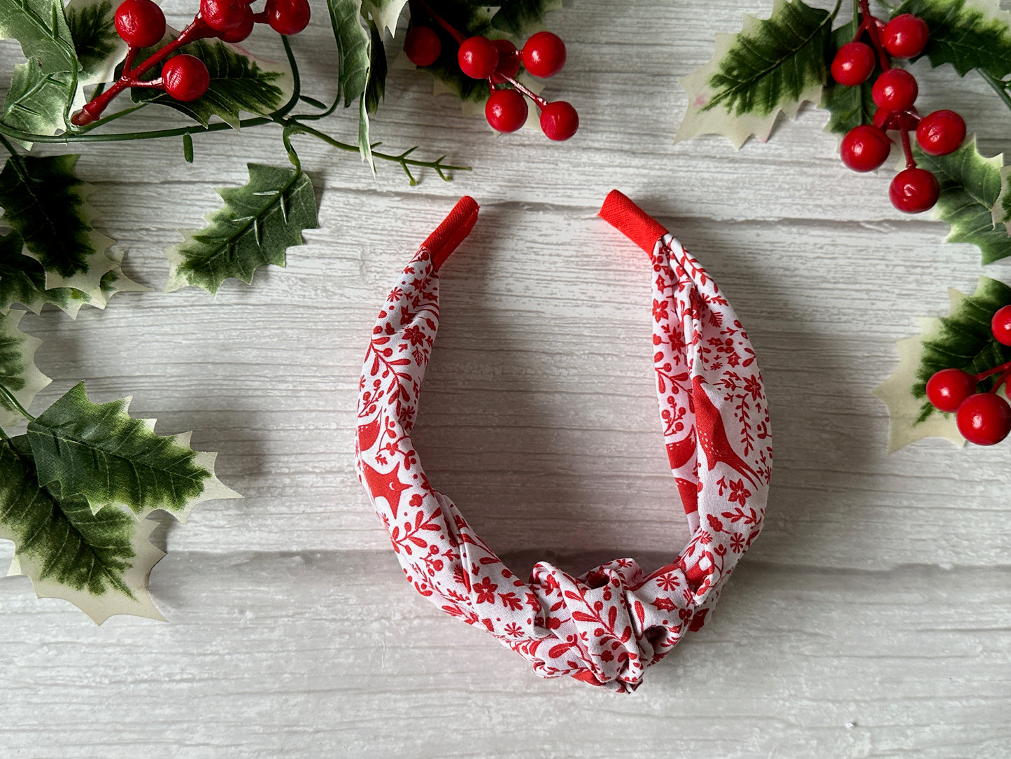 Cotton Knotted Headband - Christmas Cottage Core