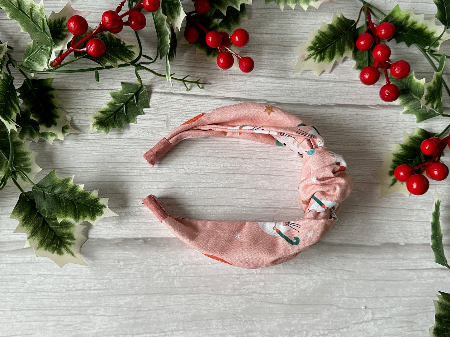 Cotton Knotted Headband - Christmas Cats