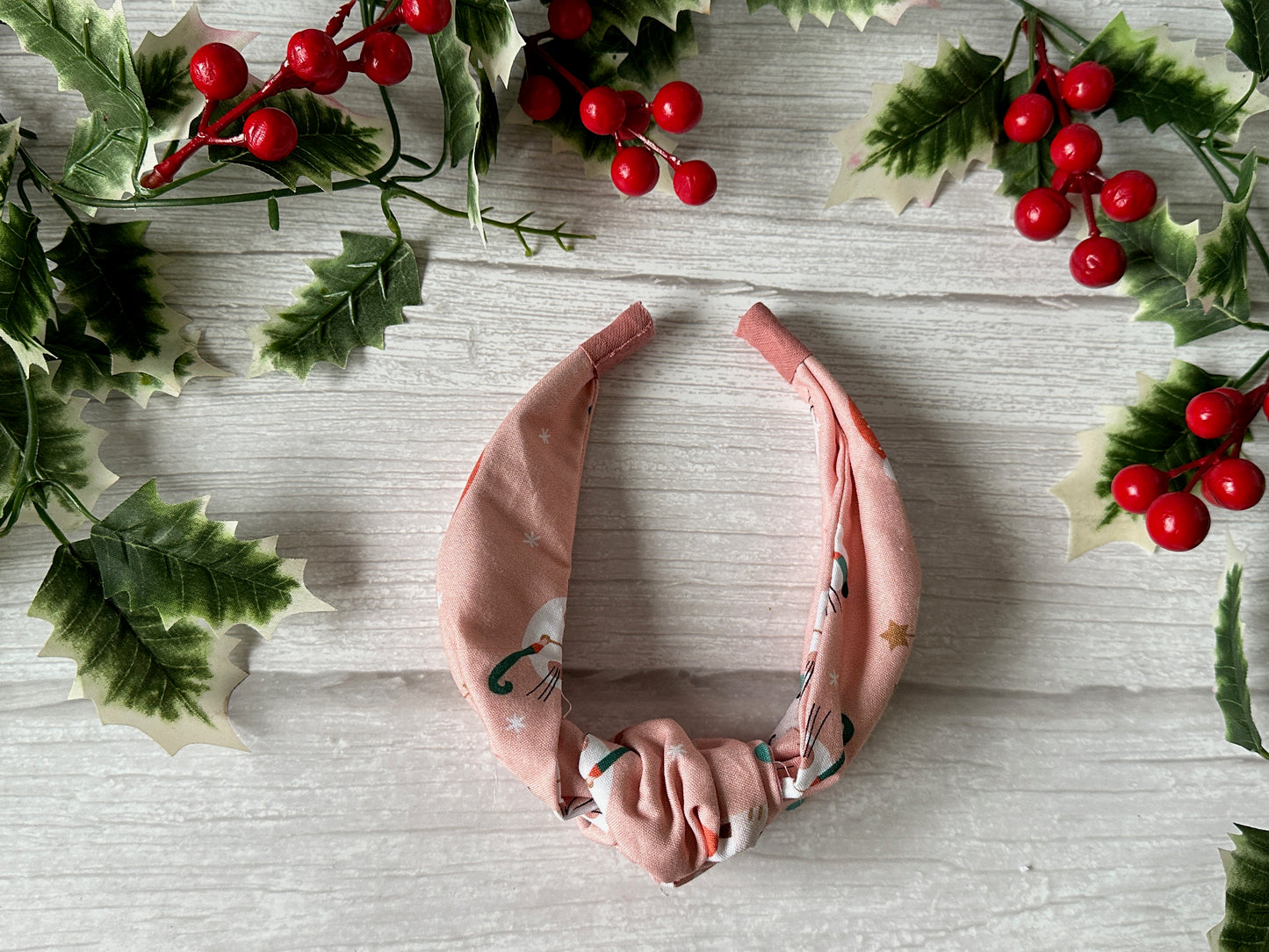 Cotton Knotted Headband - Christmas Cats