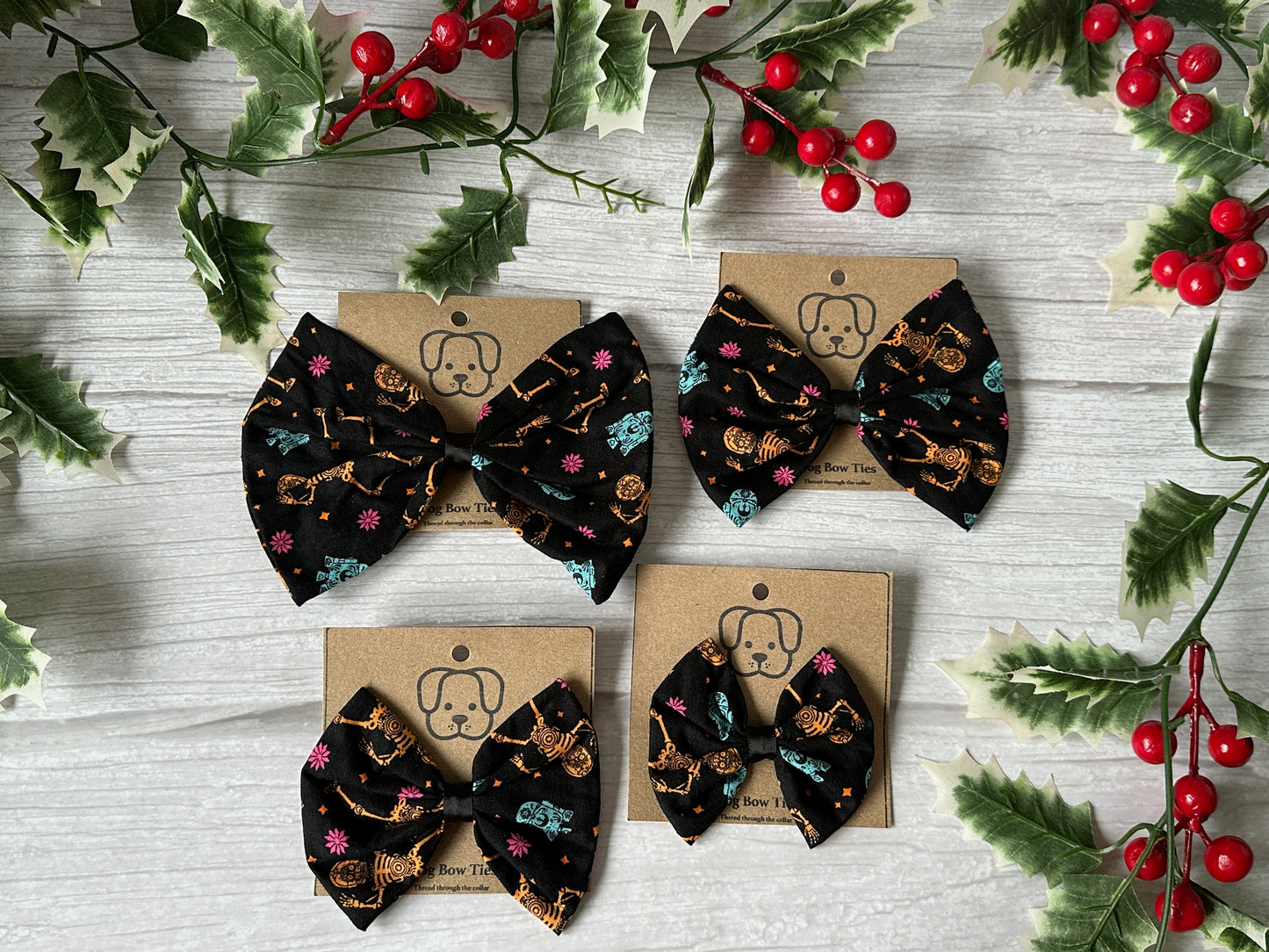 Cotton Pet Bow with collar attachment - Christmas Star Wars