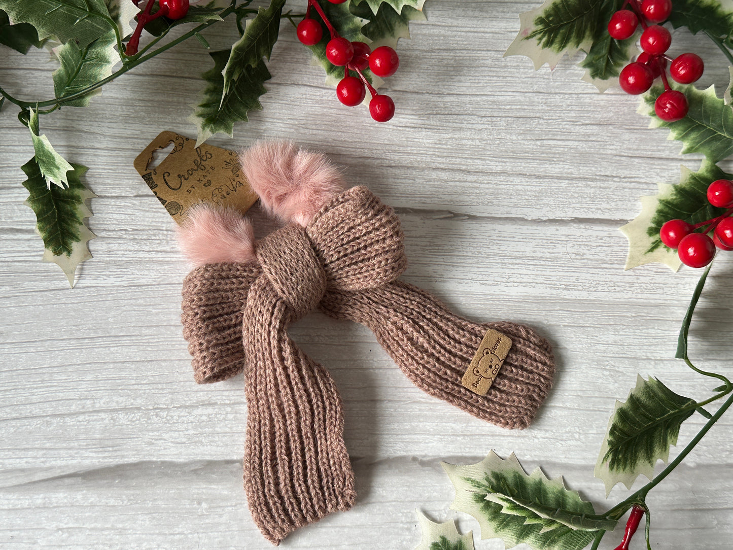 Plush Knitted Christmas Bow Fur Scrunchies